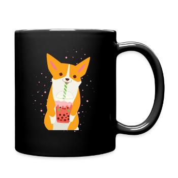 Bubble Tea Corgi - Full Colour Mug - black - Right