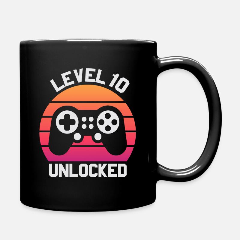 Level 10 Entsperrt, 10. Geburtstag Junge, 10 Jahre alt - Tasse einfarbig - Schwarz
