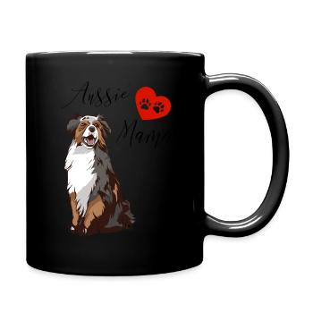 Aussie Mom Australian Shepherd Mom Dog Mama - Full Colour Mug - black - Right