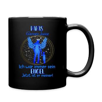 Papas Junge, Gedenken Engel Erinnerung Geschenk - Tasse einfarbig - Schwarz - Rechts