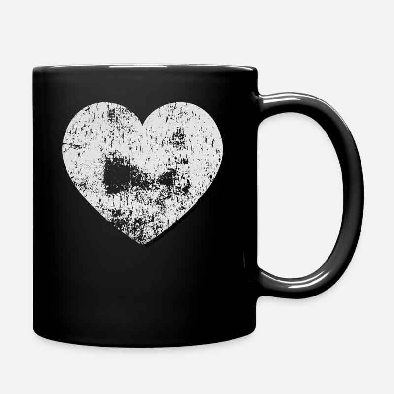 Big White Heart Grunge Style - Tasse einfarbig - Schwarz