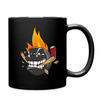 KOCKEY PUK IN FLAMMEN! COOL HOCKEY PLAYERS - Full Colour Mug - black - Right