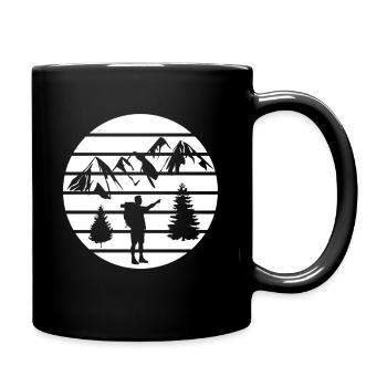 En route pour le sommet : T-shirt avec motif de randonnée - Mug uni - noir - Droite