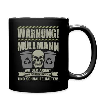 Müllmann Müllabfuhr Müllwerker Mülllader Geschenk - Tasse einfarbig - Schwarz - Rechts