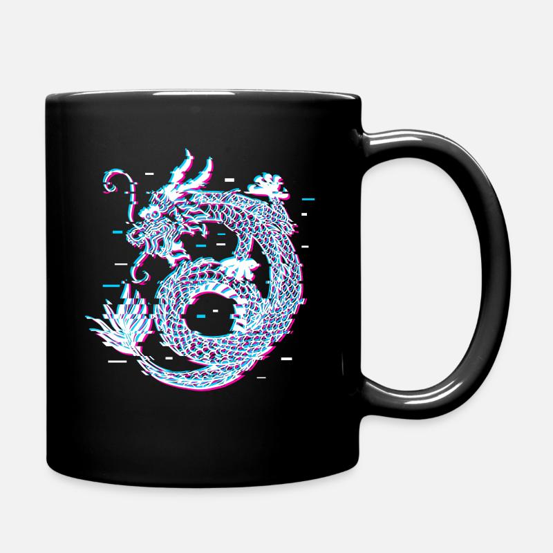 Japanese Dragon Vaporwave Aesthetic Geschenk - Tasse einfarbig - Schwarz