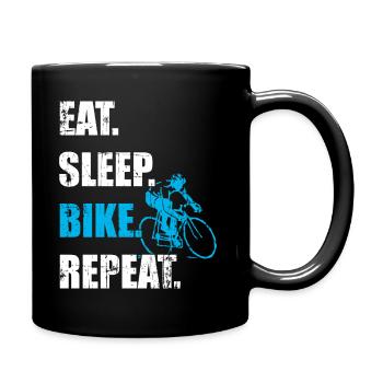 Eat Sleep bike Repeat road bike road bike saying - Full Colour Mug - black - Right