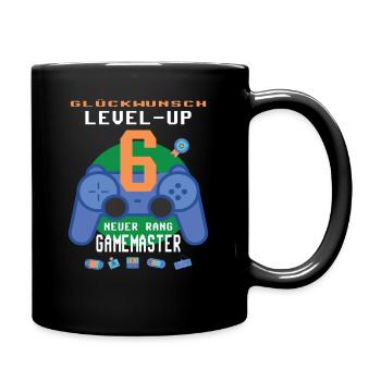 Geburtstag Gamer 6 Jahre Spruch Design - Tasse einfarbig - Schwarz - Rechts