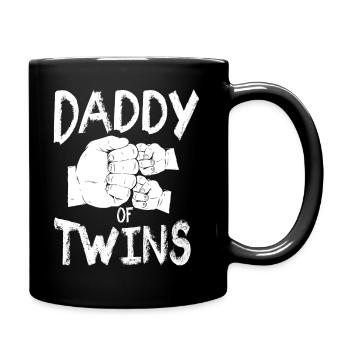 Zwillingspapa Papa Vater Geschenk - Tasse einfarbig - Schwarz - Rechts