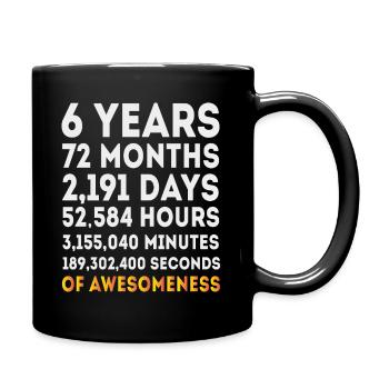 Cadeau de 6ème anniversaire, anniversaire de garçons de filles de 6 ans - Mug uni - noir - Droite