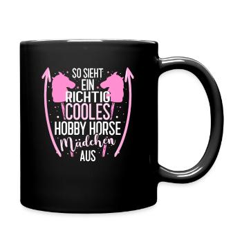 Hobby Horse Mädchen Hobbyhorsing Pferd Geschenk - Tasse einfarbig - Schwarz - Rechts