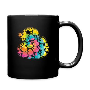 Regenbogen Ente - buntes Entchen - Tasse einfarbig - Schwarz - Rechts