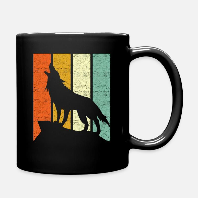 Wolf Retro - Full Colour Mug - black