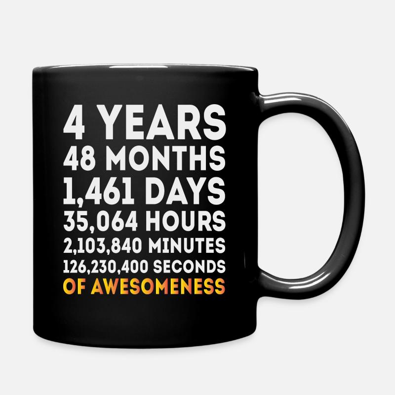 4. Geburtstag Mädchen Jungen Geschenk, 4 Jahre alt Geburtstag - Tasse einfarbig - Schwarz