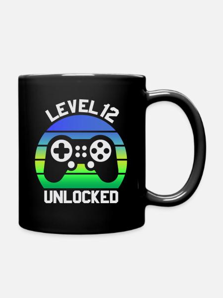 12. Geburtstag junge Geschenke, Level 12 entsperrt - Tasse einfarbig - Schwarz