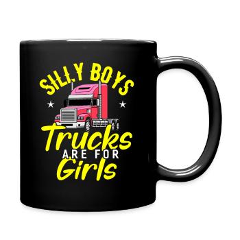 Trucker LKW Fahrer Fernfahrer Brummi Geschenk - Tasse einfarbig - Schwarz - Rechts