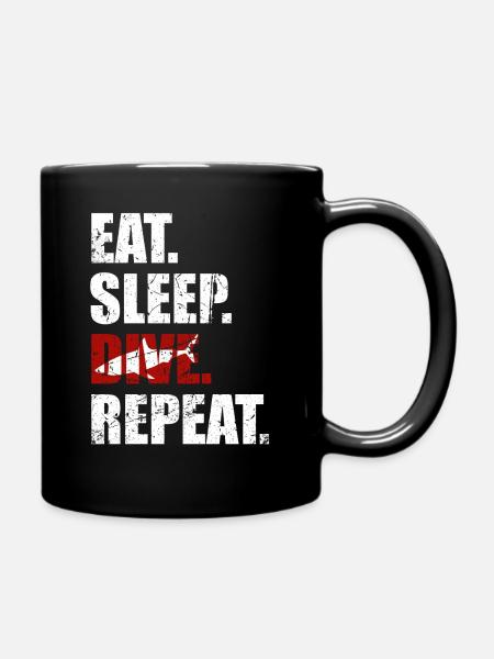 Eat sleep dive repeat Taucher tauchen - Tasse einfarbig - Schwarz