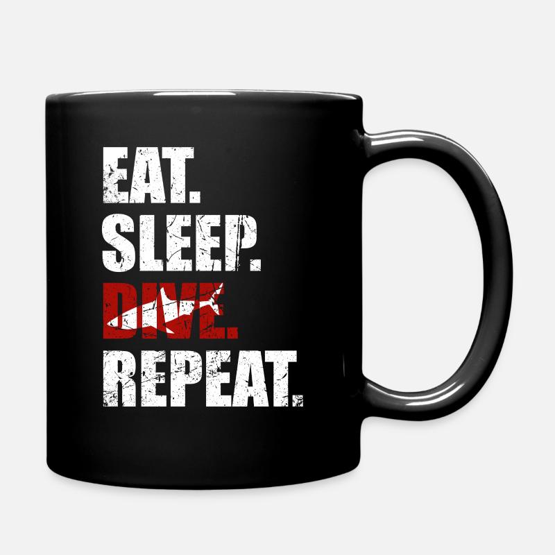 Eat sleep dive repeat Taucher tauchen - Tasse einfarbig - Schwarz