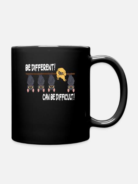 Süßer Hund Fledermäuse Be different Sei anders - Tasse einfarbig - Schwarz