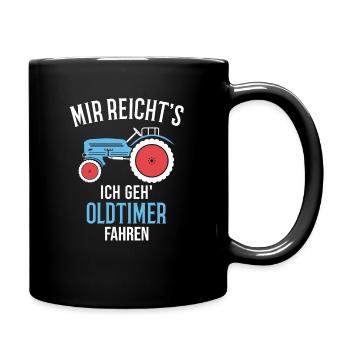 Trecker Oldtimer Landwirt Geschenkidee - Tasse einfarbig - Schwarz - Rechts