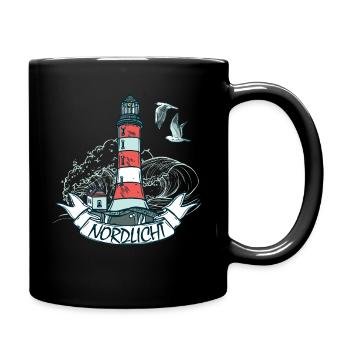 Nordlicht Moin Norddeutsch Norden Möwen Geschenk - Tasse einfarbig - Schwarz - Rechts