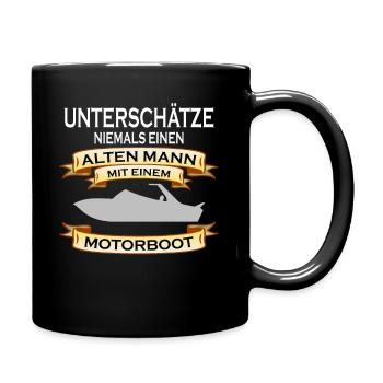 Boot Kapitän Segeln Schiff Anker Motiv Spruch - Tasse einfarbig - Schwarz - Rechts