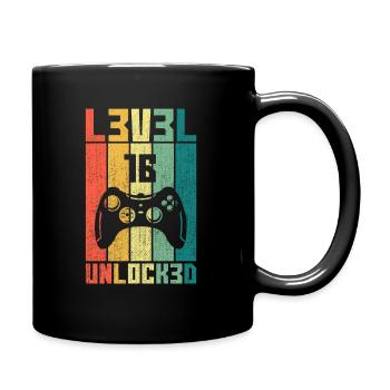 Level 16 Unlocked Zocker 16 Geburtstag Geschenk - Tasse einfarbig - Schwarz - Rechts
