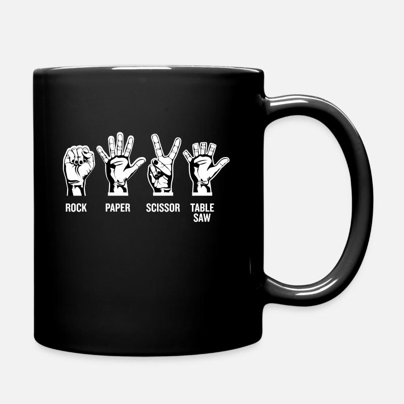 Stein Papier Schere Säge - Tasse einfarbig - Schwarz