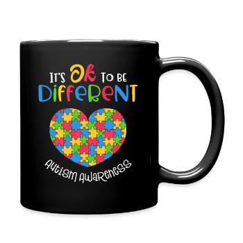 Autism Awareness It's Ok To Be Different - Full Colour Mug - black - Right