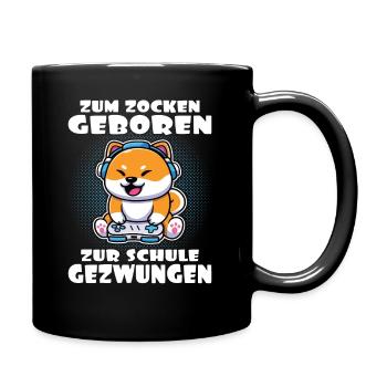 Zum Zocken geboren zur Schule gezwungen Shiba Hund - Tasse einfarbig - Schwarz - Rechts