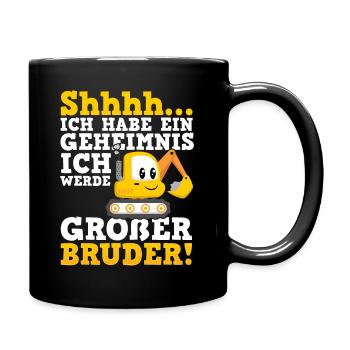 Großer Bruder Bagger - Tasse einfarbig - Schwarz - Rechts