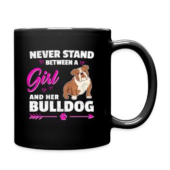 Girl with Olde English Bulldog Saying - Full Colour Mug - black - Right