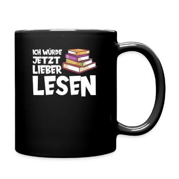Lieber Lesen - Tasse einfarbig - Schwarz - Rechts