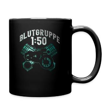DDR Moped Blutgruppe 1:50 Ostalgie Geschenk - Tasse einfarbig - Schwarz - Rechts