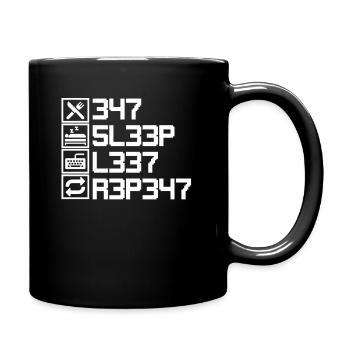 Eat Sleep Leet Repeat Funny Leetcode L33T 1337 - Full Colour Mug - black - Right