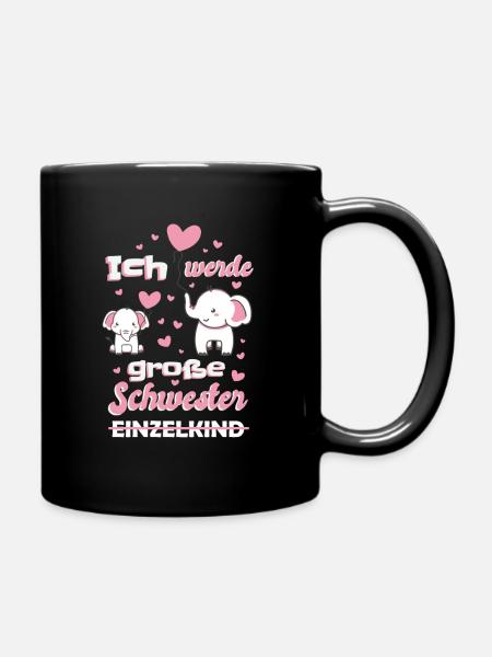 Ich werde große Schwester - Tasse einfarbig - Schwarz