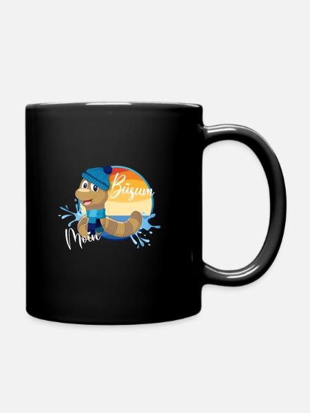 Moin Büsum mit Wattwurm Ostseeküste Urlaub - Tasse einfarbig - Schwarz