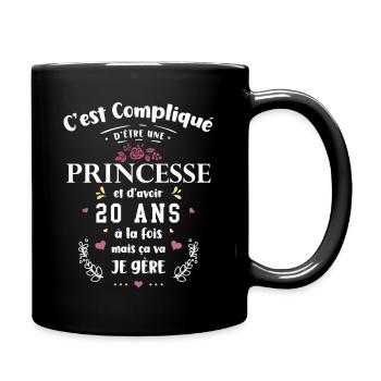 Cadeau Anniversaire Rigolo Fille 20 ans Princesse - Mug uni - noir - Droite