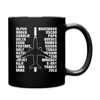 Phonetische Alphabet Flugzeug Pilot Aviator Flugzeug - Tasse einfarbig - Schwarz - Rechts