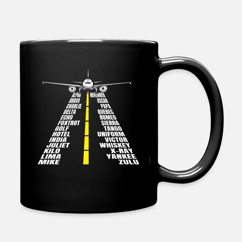 Phonetisches Alphabet Flugzeug Pilot - Tasse einfarbig - Schwarz