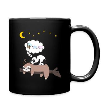 Cute Panda Sleeps on Sloth Pajamas - Full Colour Mug - black - Right