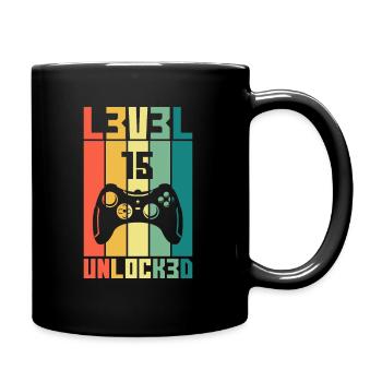 Level 15 Unlocked Gambler 15 Birthday Gift - Full Colour Mug - black - Right