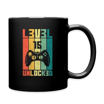 Level 15 Unlocked Gambler 15 Birthday Gift - Full Colour Mug - black - Right