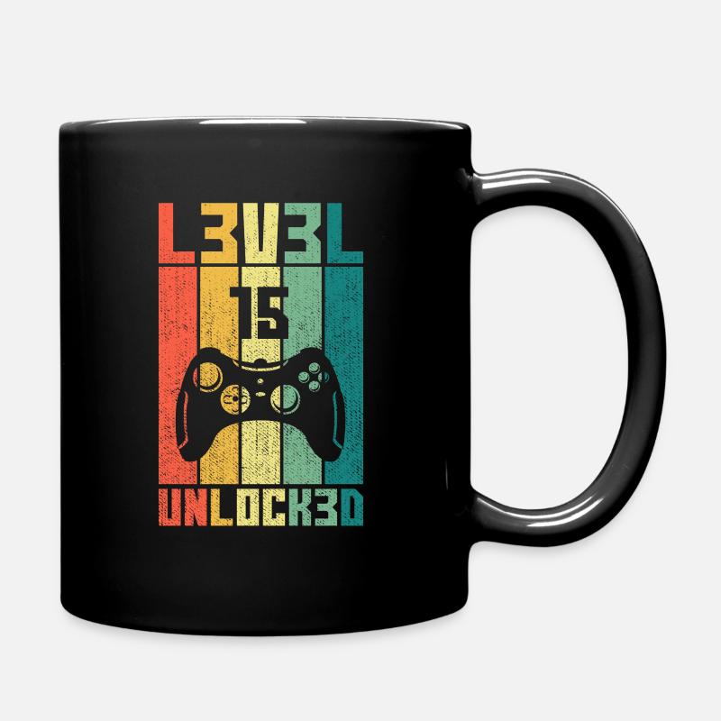 Level 15 Unlocked Zocker 15 Geburtstag Geschenk - Tasse einfarbig - Schwarz