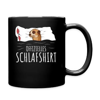 Offizielles Schlafshirt Erdmännchen Schlafen - Tasse einfarbig - Schwarz - Rechts