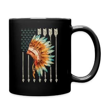 Native American Flagge USA Pfeil Geschenk - Tasse einfarbig - Schwarz - Rechts