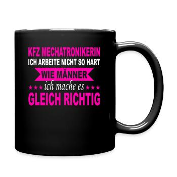 KFZ Mechatronikerin Geschenk Auto Mechanikerin - Tasse einfarbig - Schwarz - Rechts