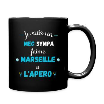 T.Shirt mec sympa j'aime Marseille et l'apéro - Mug uni - noir - Droite
