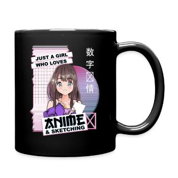 Just A Girl Who Loves Anime & Sketching - Kawaii - Full Colour Mug - black - Right