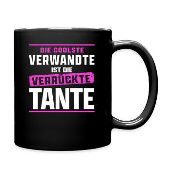 Tante Sprüche Kinder die coolste Verwandte - Tasse einfarbig - Schwarz - Rechts