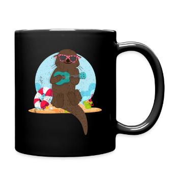 Otter plage Tshirt cadeau animal mignon furet - Mug uni - noir - Droite